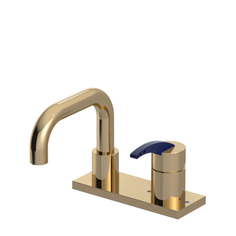 Rubinet 4" Centre Single Control Lav. Set. with Genesis spout (less drain) Gold