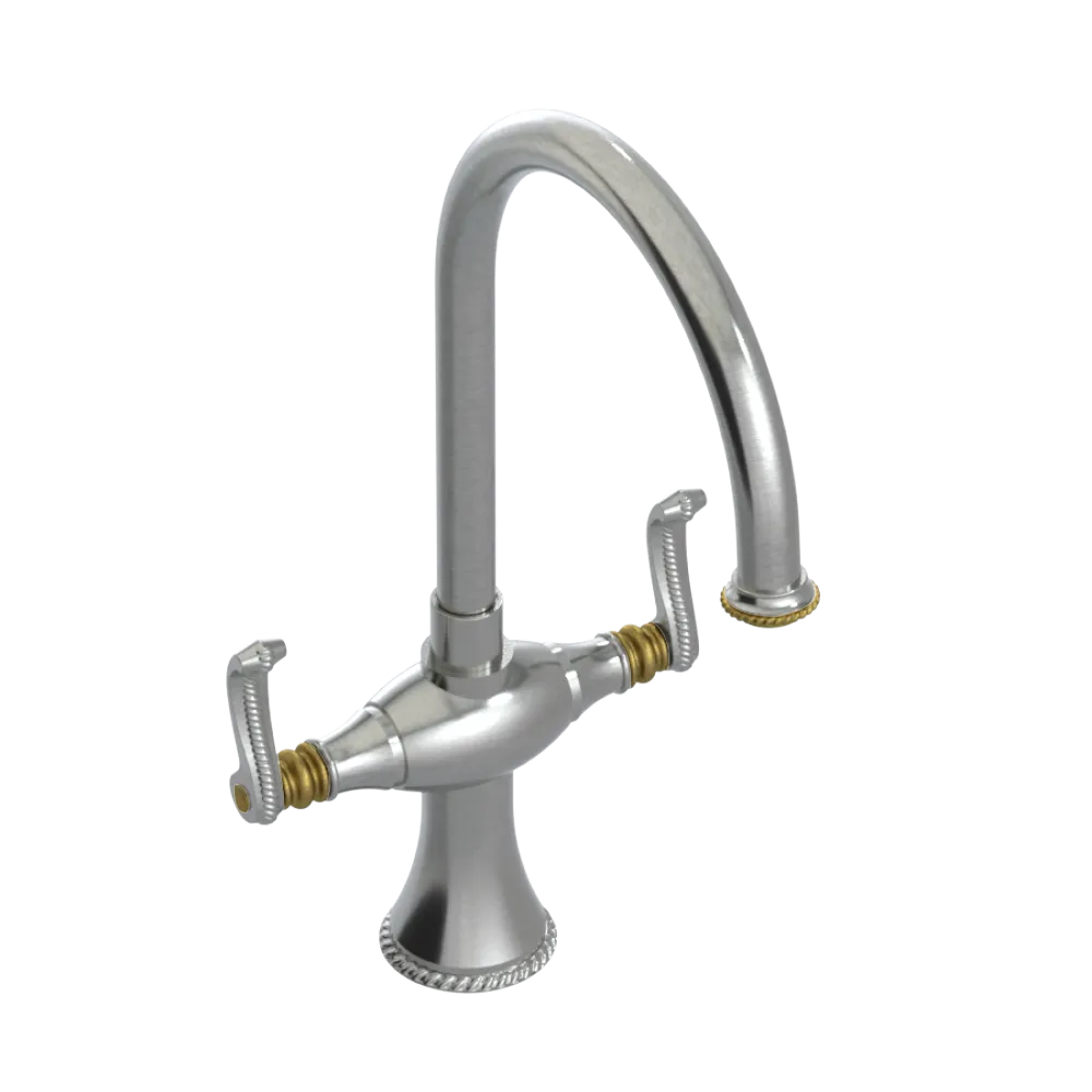 Rubinet Two Handle Single Hole Kitchen Set Satin Nickel