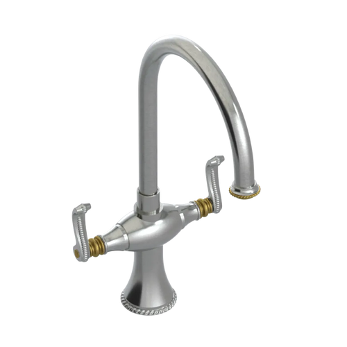 Rubinet Two Handle Single Hole Kitchen Set Satin Nickel