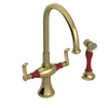 Rubinet Two Handle Single Hole Kitchen Set with Hand Spray Natural Brass