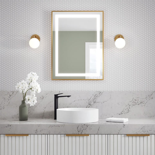 KALIA EFFECTLED-illuminated bathroom mirror - 24" x 32" - Brushed gold