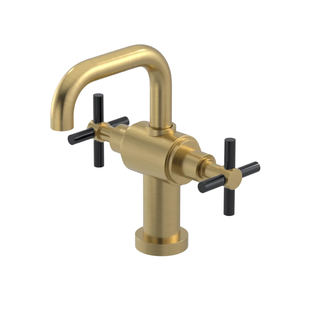 Rubinet Single Hole Dual Handle Lav. Set. (less drain) Satin Brass