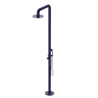 Rubinet Pressure Balance Outdoor Shower with Hand Held Shower & 10" Shower Head - 304 Stainless Steel Midnight Blue