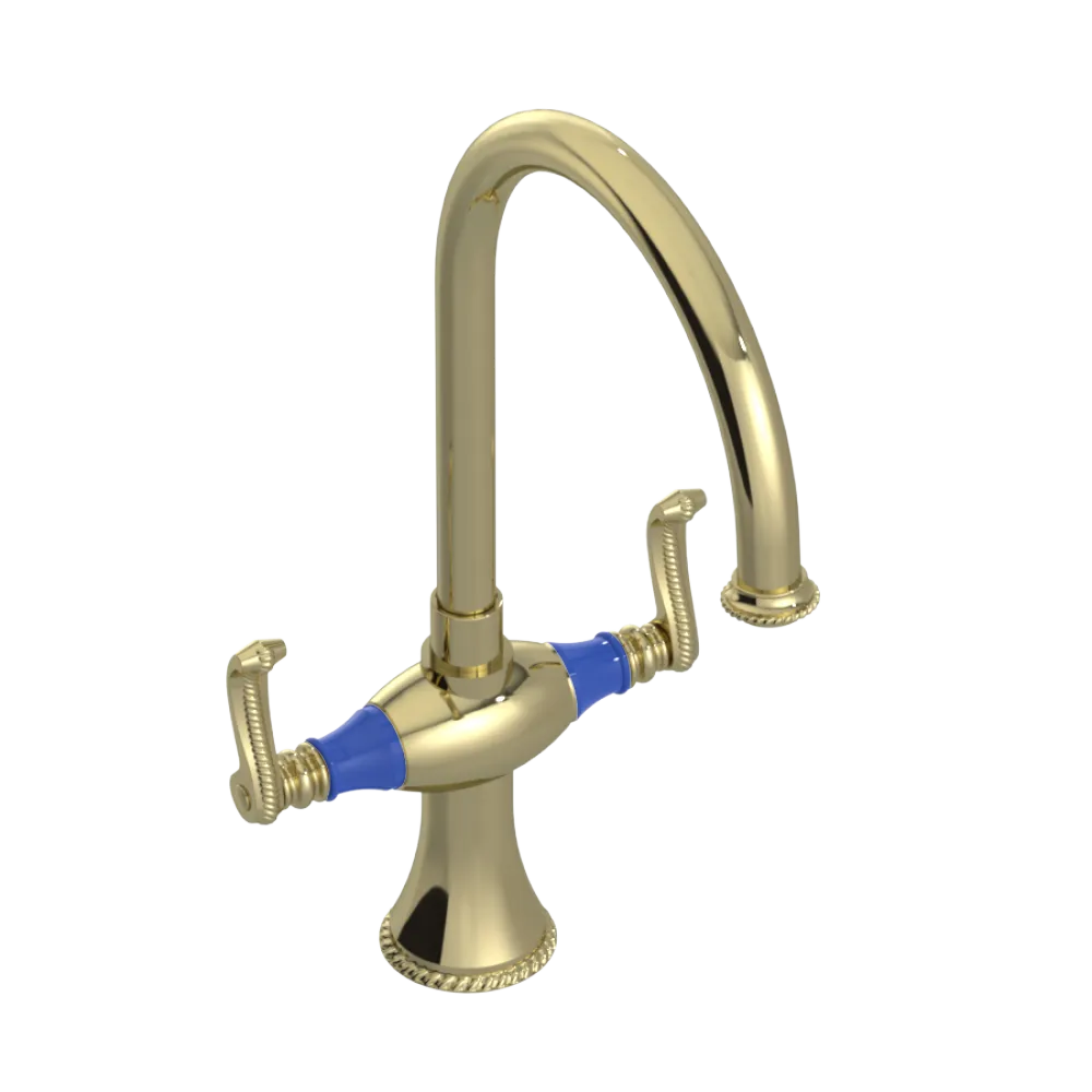 Rubinet Two Handle Single Hole Kitchen Set Gold