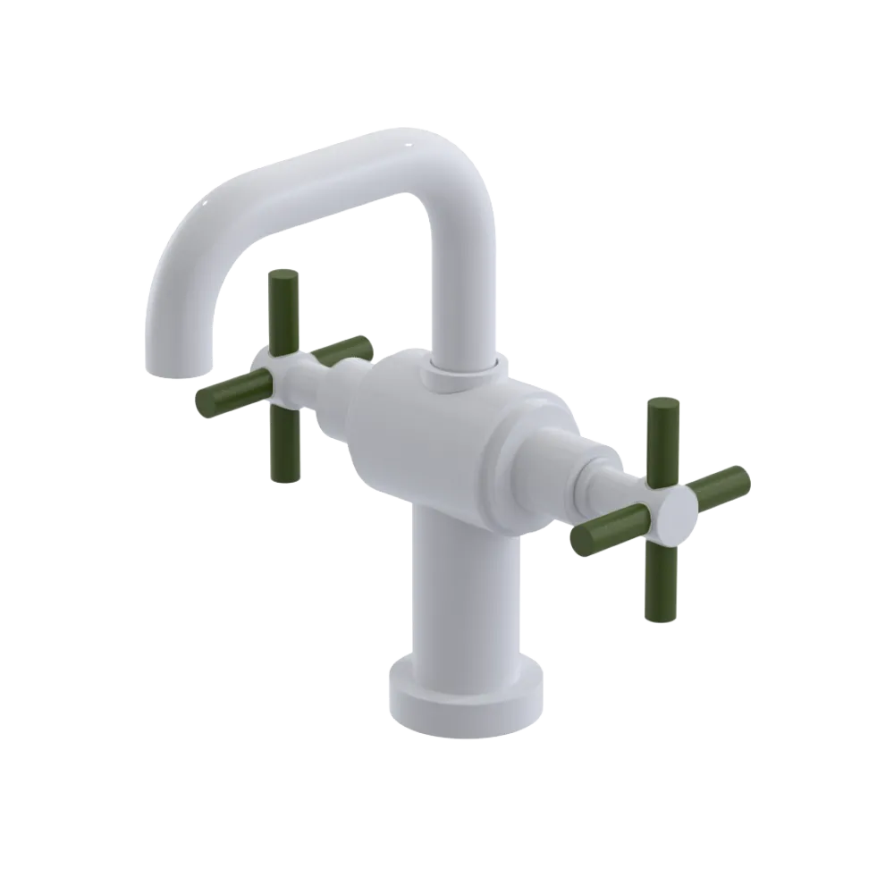 Rubinet Single Hole Dual Handle Lav. Set. (less drain) White