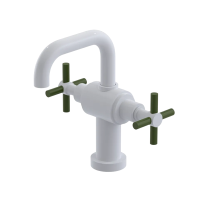 Rubinet Single Hole Dual Handle Lav. Set. (less drain) White