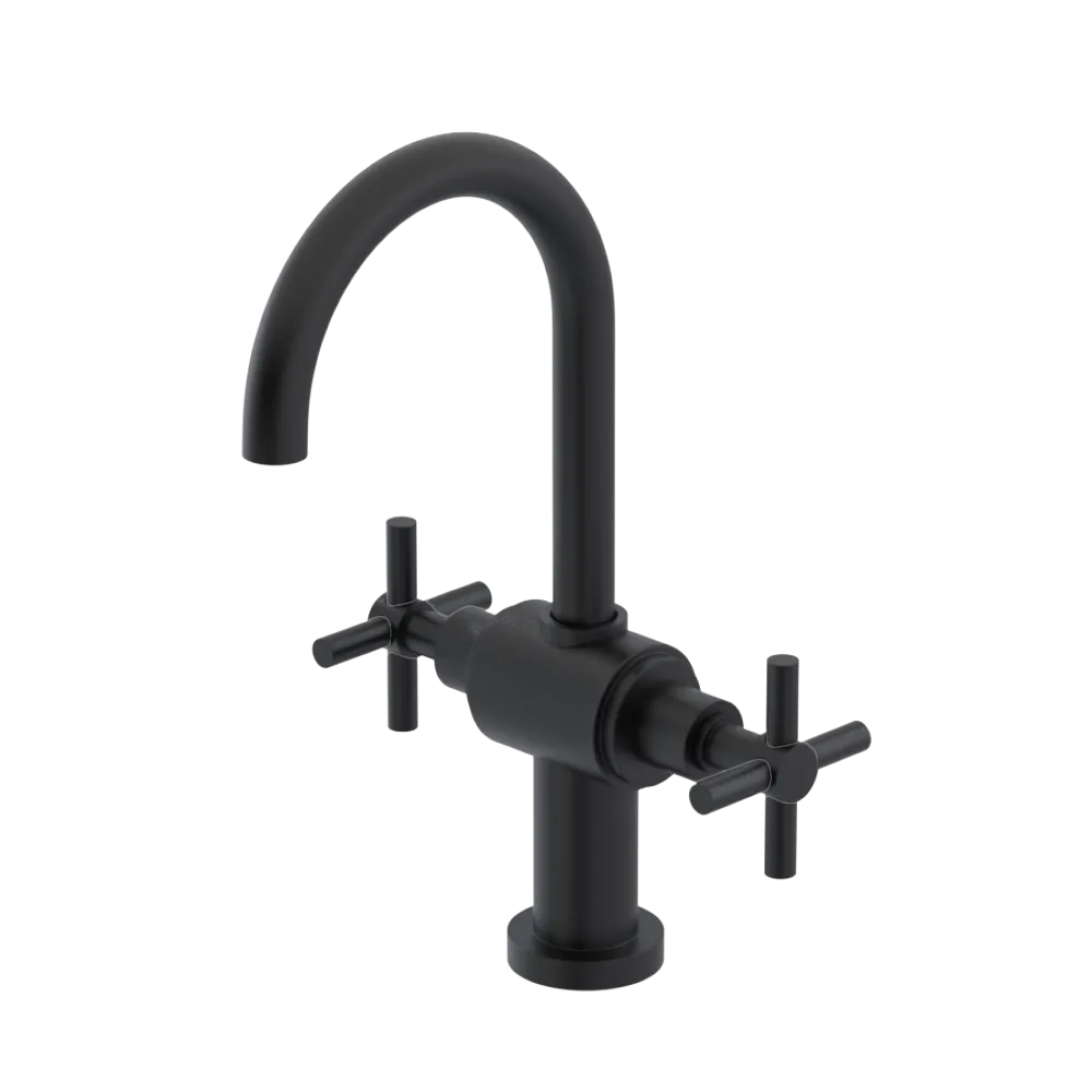 Rubinet Single Hole Dual Handle Lav. Set with LaSalle Spout (less drain) Matt Black