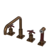 Rubinet Widespread Kitchen Set with Genesis Spout with Hand Spray Tuscan Brass
