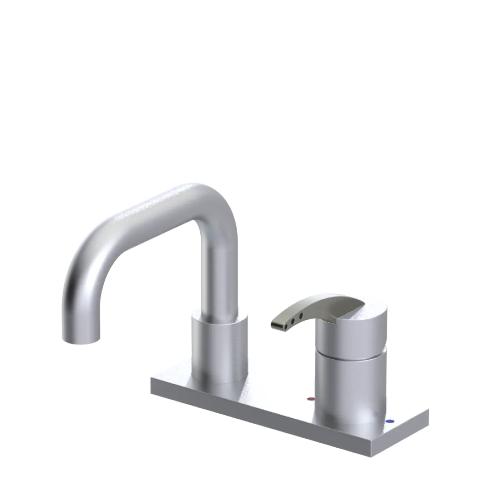 Rubinet 4" Centre Single Control Lav. Set. with Genesis spout (less drain) Satin Chrome