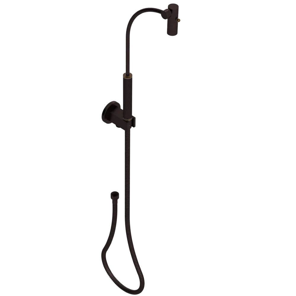 Rubinet Hand Held Shower Bidet with Extended Reach & Dual Function Spray Including Wall Bracket with Supply & Hose (Round) Oil Rubbed Bronze