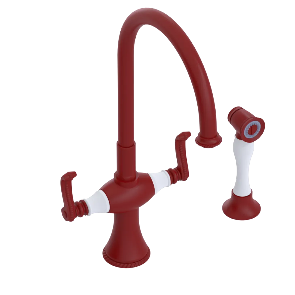 Rubinet Two Handle Single Hole Kitchen Set with Hand Spray Maroon