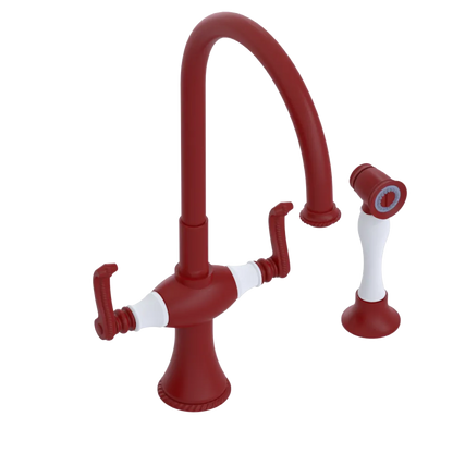 Rubinet Two Handle Single Hole Kitchen Set with Hand Spray Maroon