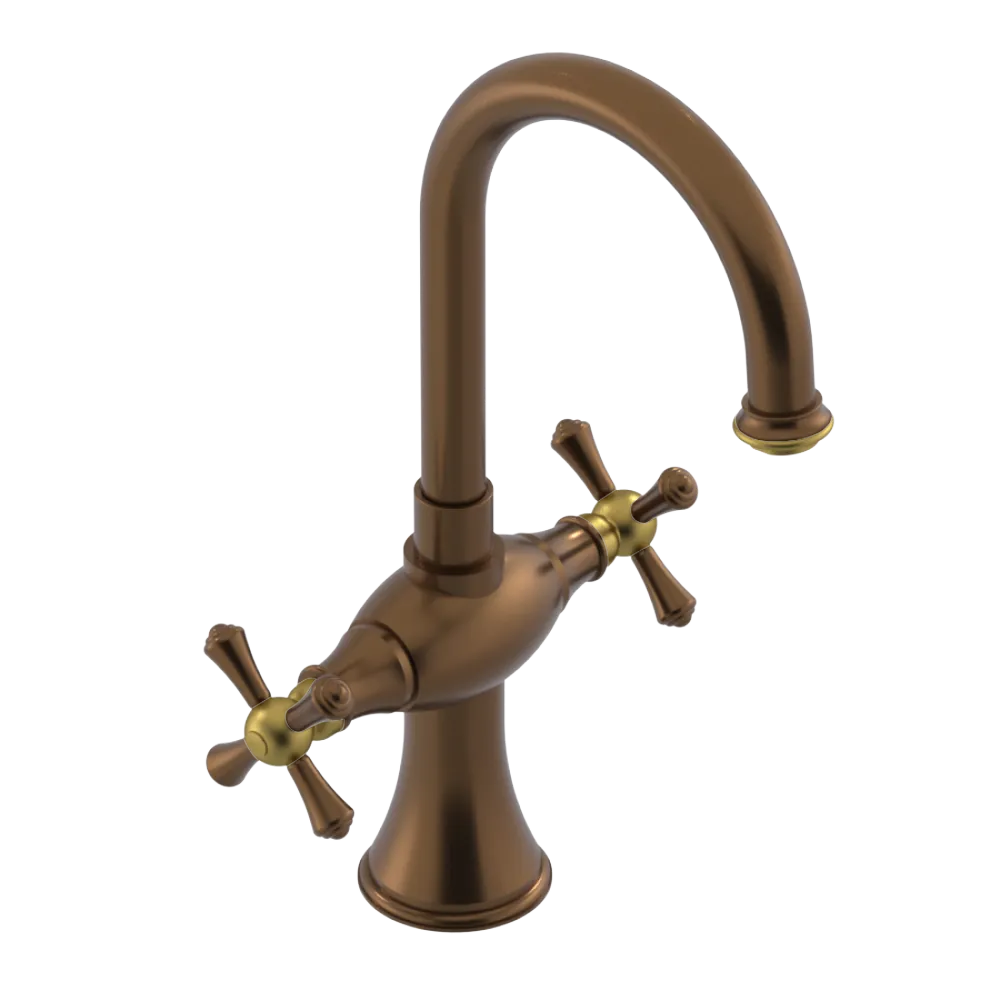 Rubinet Single Hole Dual Handle Lav. Set. (less drain) Tuscan Brass