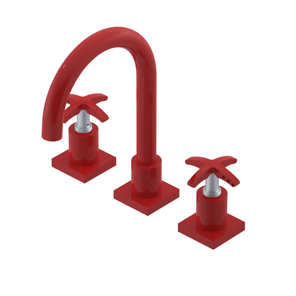 Rubinet Widespread Lav. Set. (less drain) Red