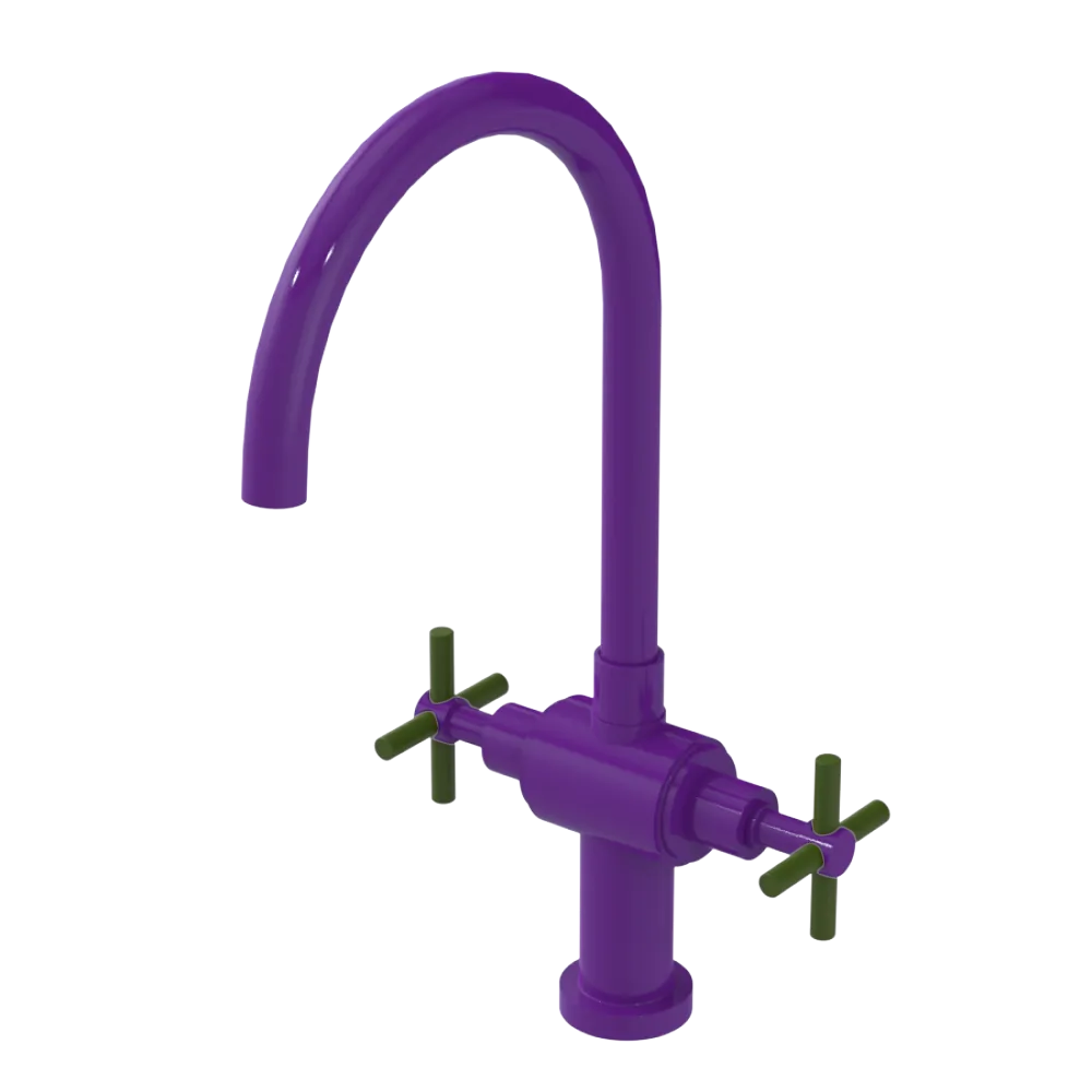 Rubinet Two Handle Single Hole Kitchen Set with LaSalle Spout Purple Haze