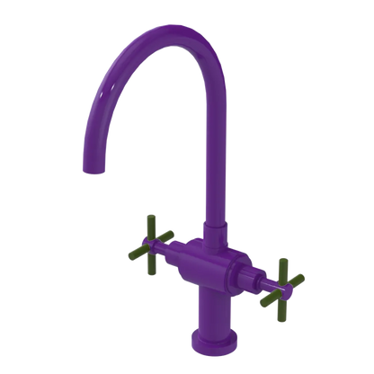 Rubinet Two Handle Single Hole Kitchen Set with LaSalle Spout Purple Haze