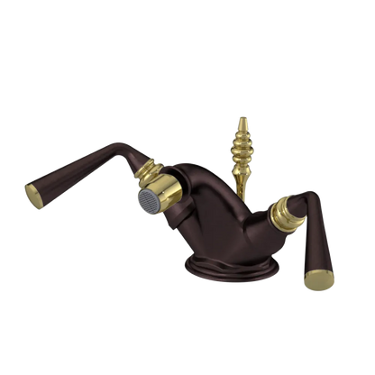 Rubinet Single Hole Dual Handle Bidet Fitting (Less Drain) Tuscan Brass