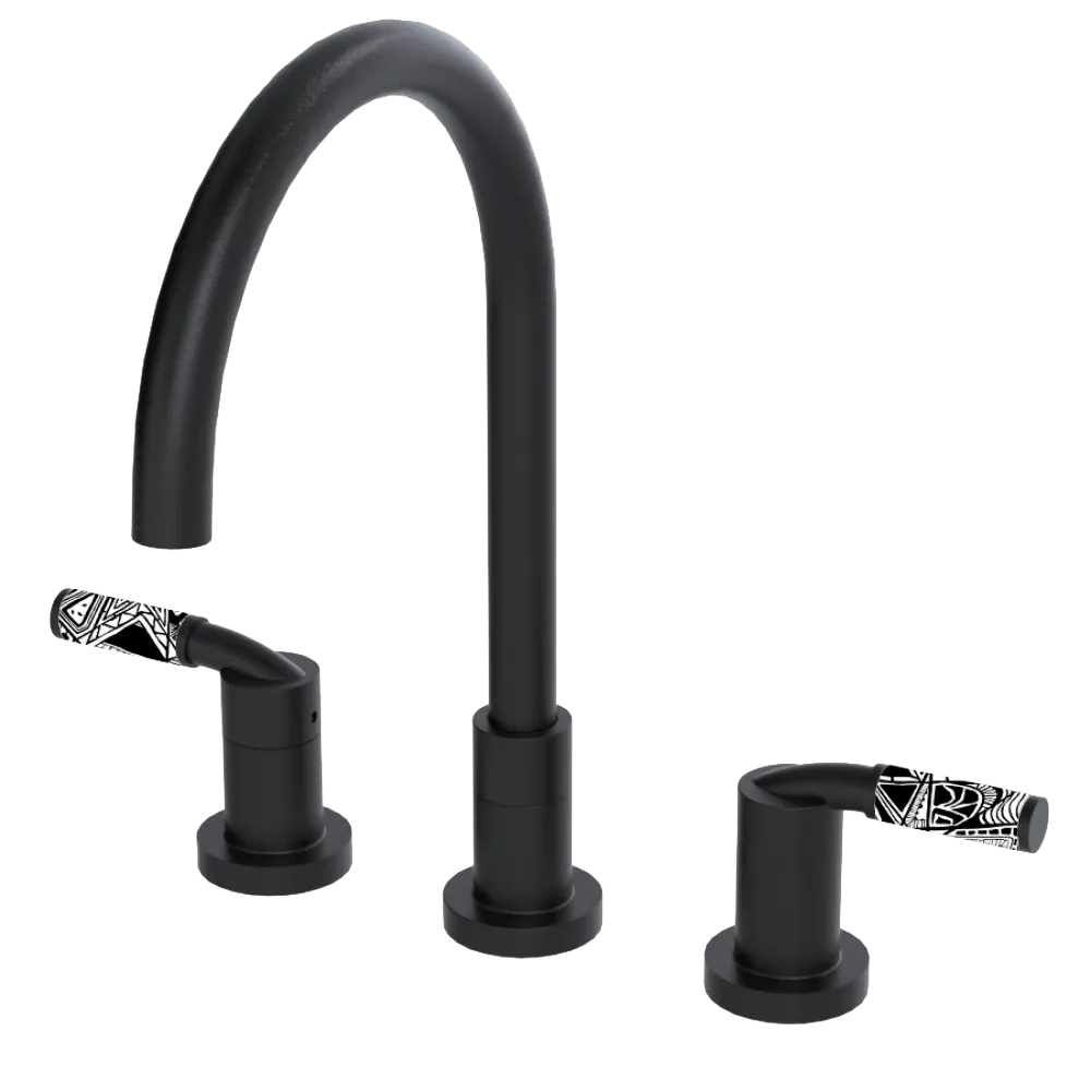 Rubinet Widespread Kitchen Set Matt Black