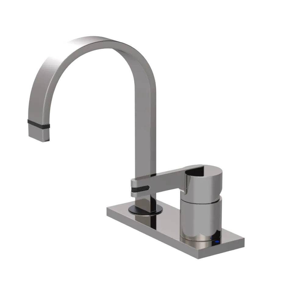 Rubinet 4" Centre Single Control Lav. Set (less drain) Polished Nickel