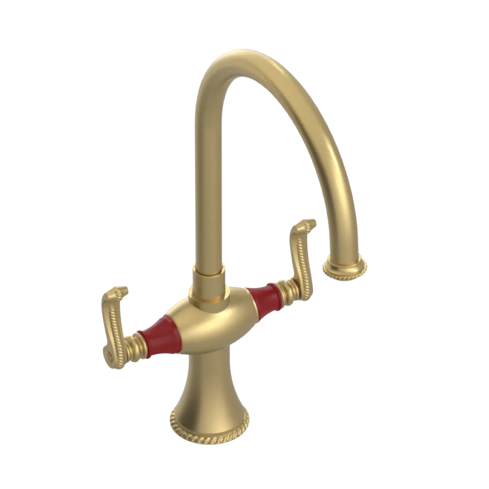 Rubinet Two Handle Single Hole Kitchen Set Satin Brass