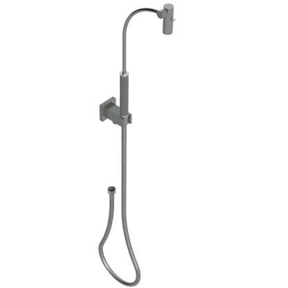 Rubinet Hand Held Shower Bidet with Extended Reach & Dual Function Spray Including Wall Bracket with Supply & Hose (Square) Satin Nickel