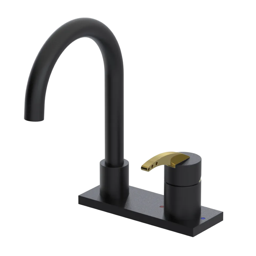Rubinet 4" Centre Single Control Lav. Set. (less drain) Matt Black