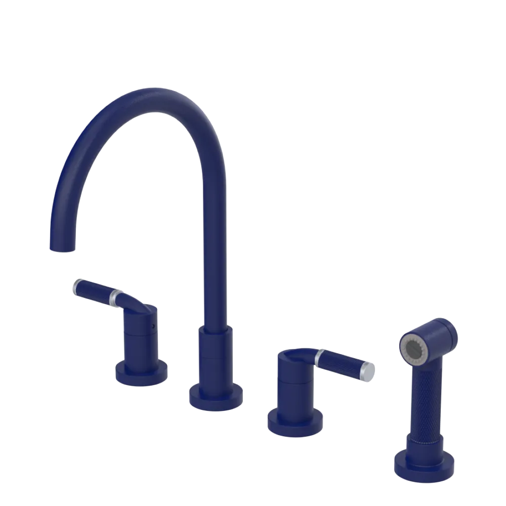 Rubinet Widespread Kitchen Set with Hand Spray Midnight Blue
