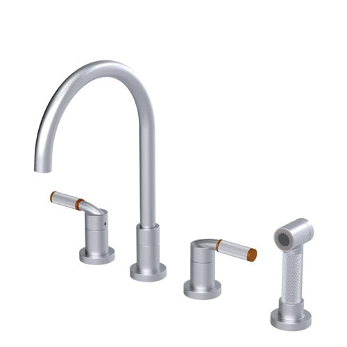 Rubinet Widespread Kitchen Set with Hand Spray Satin Chrome