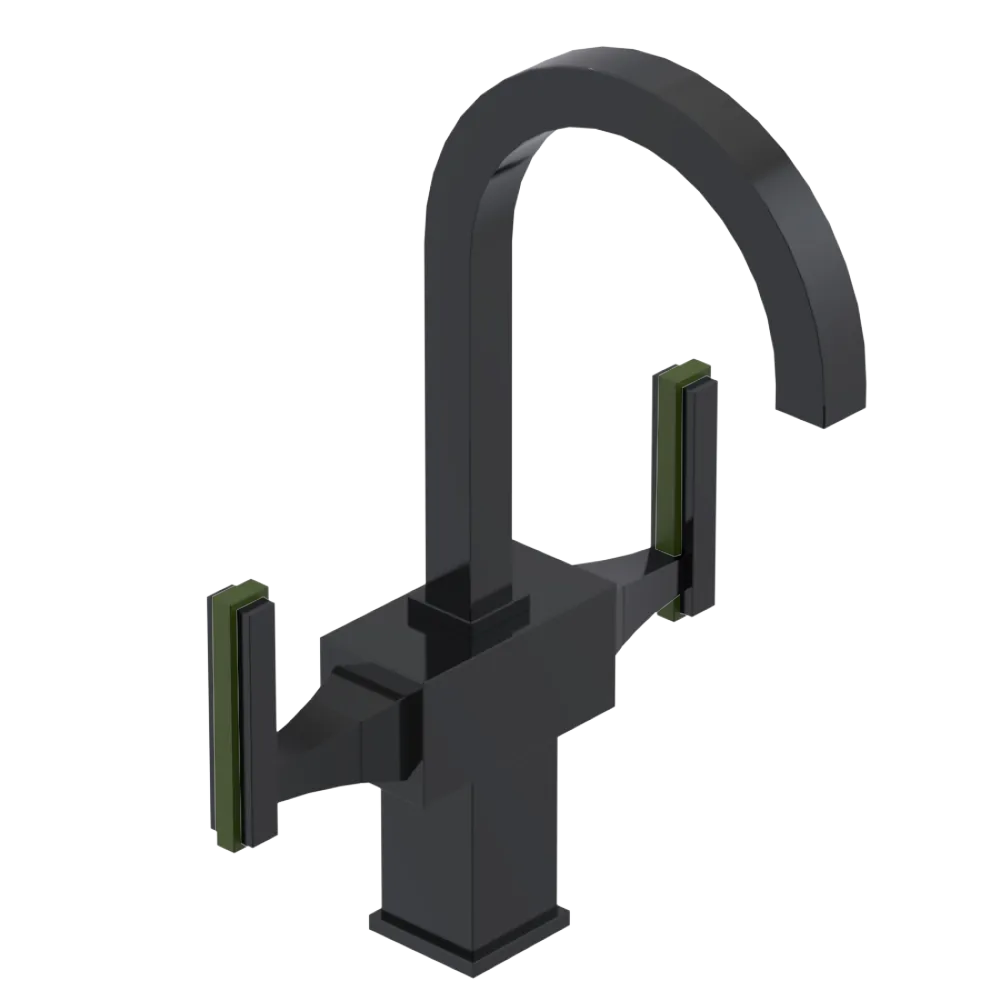Rubinet Single Hole Dual Handle Lav. Set. (less drain) Black