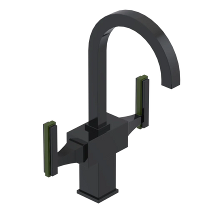 Rubinet Single Hole Dual Handle Lav. Set. (less drain) Black