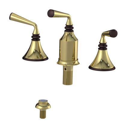 Rubinet Bidet Fitting with Spray, Diverter, and Vacum Breaker (Less Drain) Bright Brass