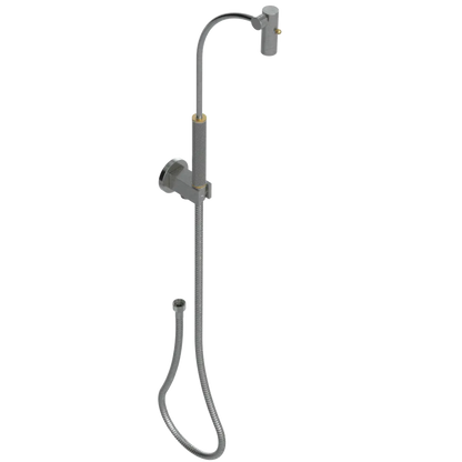 Rubinet Hand Held Shower Bidet with Extended Reach & Dual Function Spray Including Wall Bracket with Supply & Hose (Round) Satin Nickel