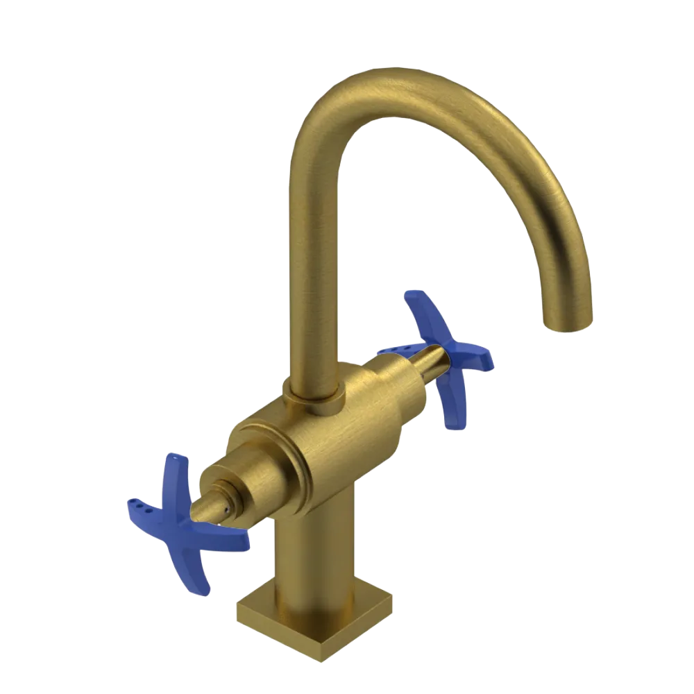 Rubinet Single Hole Dual Handle Lav. Set. (less drain) Antique Brass Matt