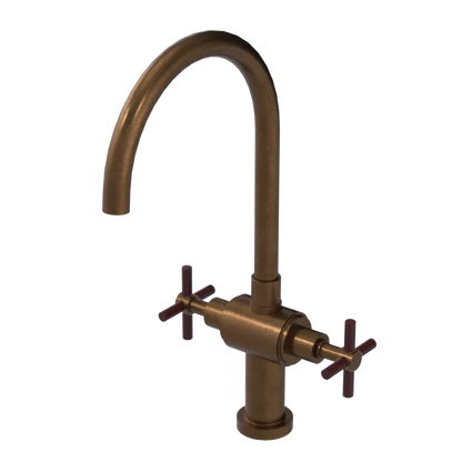 Rubinet Two Handle Single Hole Kitchen Set with LaSalle Spout Tuscan Brass