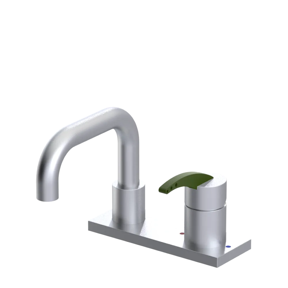 Rubinet 4" Centre Single Control Lav. Set. with Genesis spout (less drain) Satin Chrome