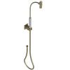 Rubinet Hand Held Shower Bidet with Extended Reach & Dual Function Spray Including Wall Bracket with Supply & Hose (Square) Natural Brass