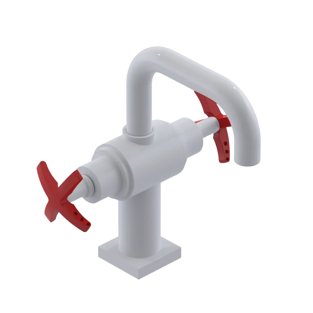 Rubinet Single Hole Dual Handle Lav. Set. with Genesis spout (less drain) White