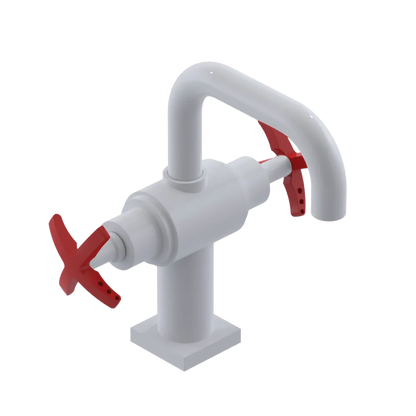 Rubinet Single Hole Dual Handle Lav. Set. with Genesis spout (less drain) White