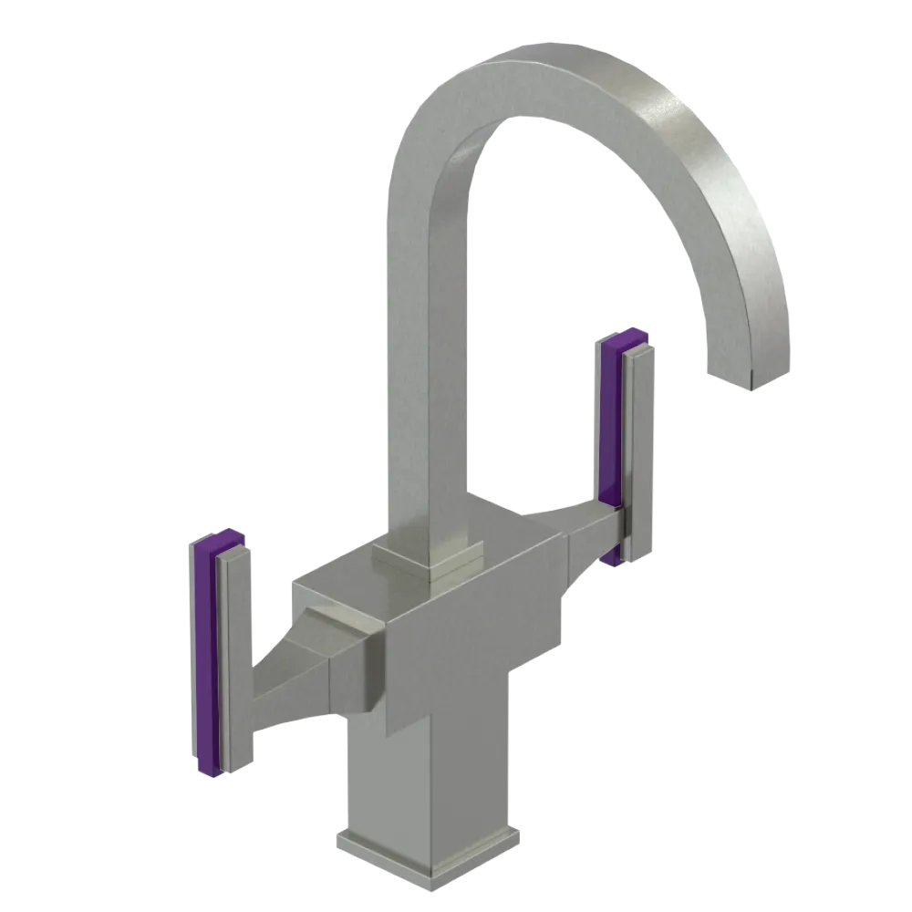 Rubinet Single Hole Dual Handle Lav. Set. (less drain) Satin Nickel
