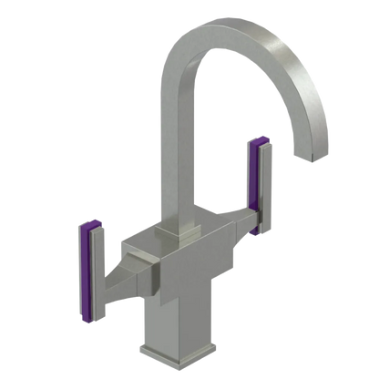 Rubinet Single Hole Dual Handle Lav. Set. (less drain) Satin Nickel