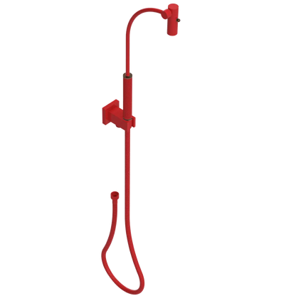 Rubinet Hand Held Shower Bidet with Extended Reach & Dual Function Spray Including Wall Bracket with Supply & Hose (Square) Red