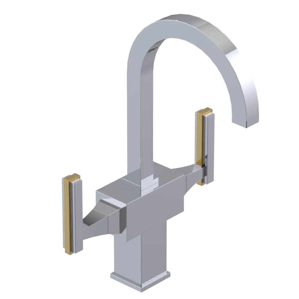 Rubinet Single Hole Dual Handle Lav. Set. (less drain) Chrome