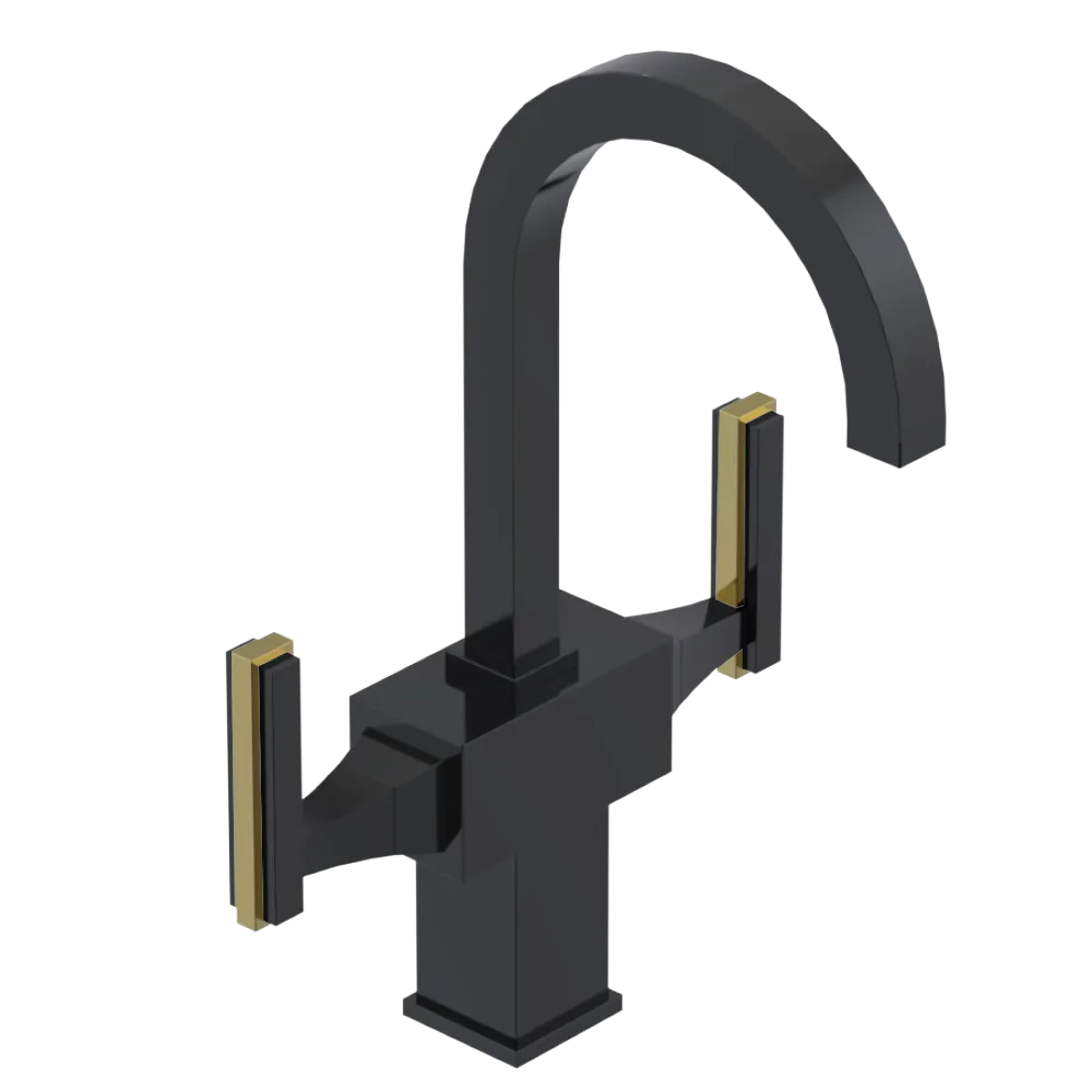 Rubinet Single Hole Dual Handle Lav. Set. (less drain) Black