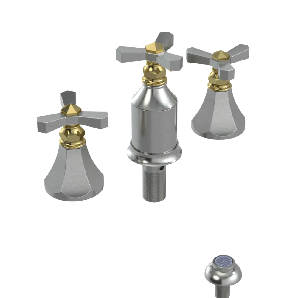 Rubinet Bidet Fitting with Spray, Diverter, and Vacum Breaker (Less Drain) Satin Nickel