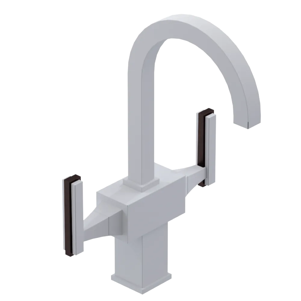 Rubinet Single Hole Dual Handle Lav. Set. (less drain) Matt White