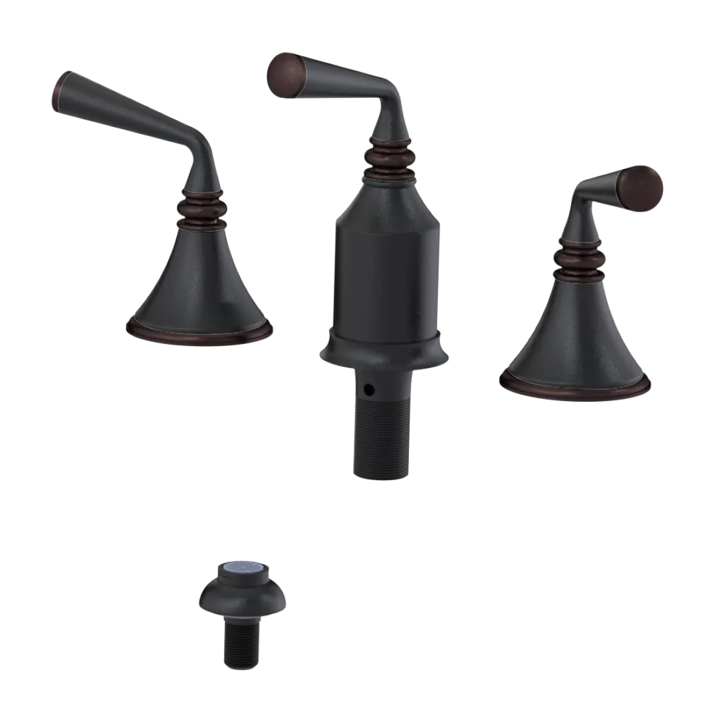 Rubinet Bidet Fitting with Spray, Diverter, and Vacum Breaker (Less Drain) Matt Black