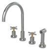 Rubinet Widespread Kitchen Set with LaSalle Spout with Hand Spray Satin Nickel