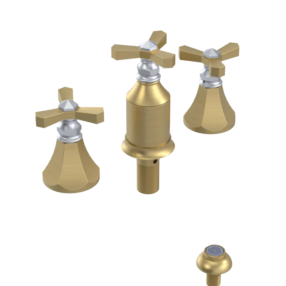 Rubinet Bidet Fitting with Spray, Diverter, and Vacum Breaker (Less Drain) Satin Gold