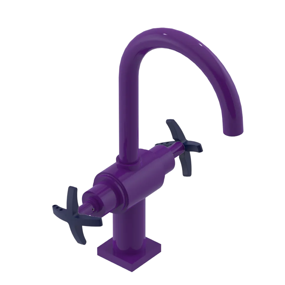 Rubinet Single Hole Dual Handle Lav. Set. (less drain) Purple Haze