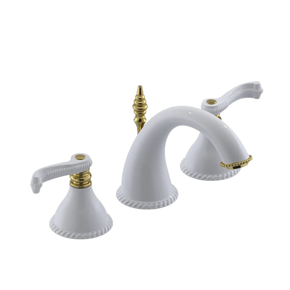 Rubinet Widespread Lav. Set. (less drain) White
